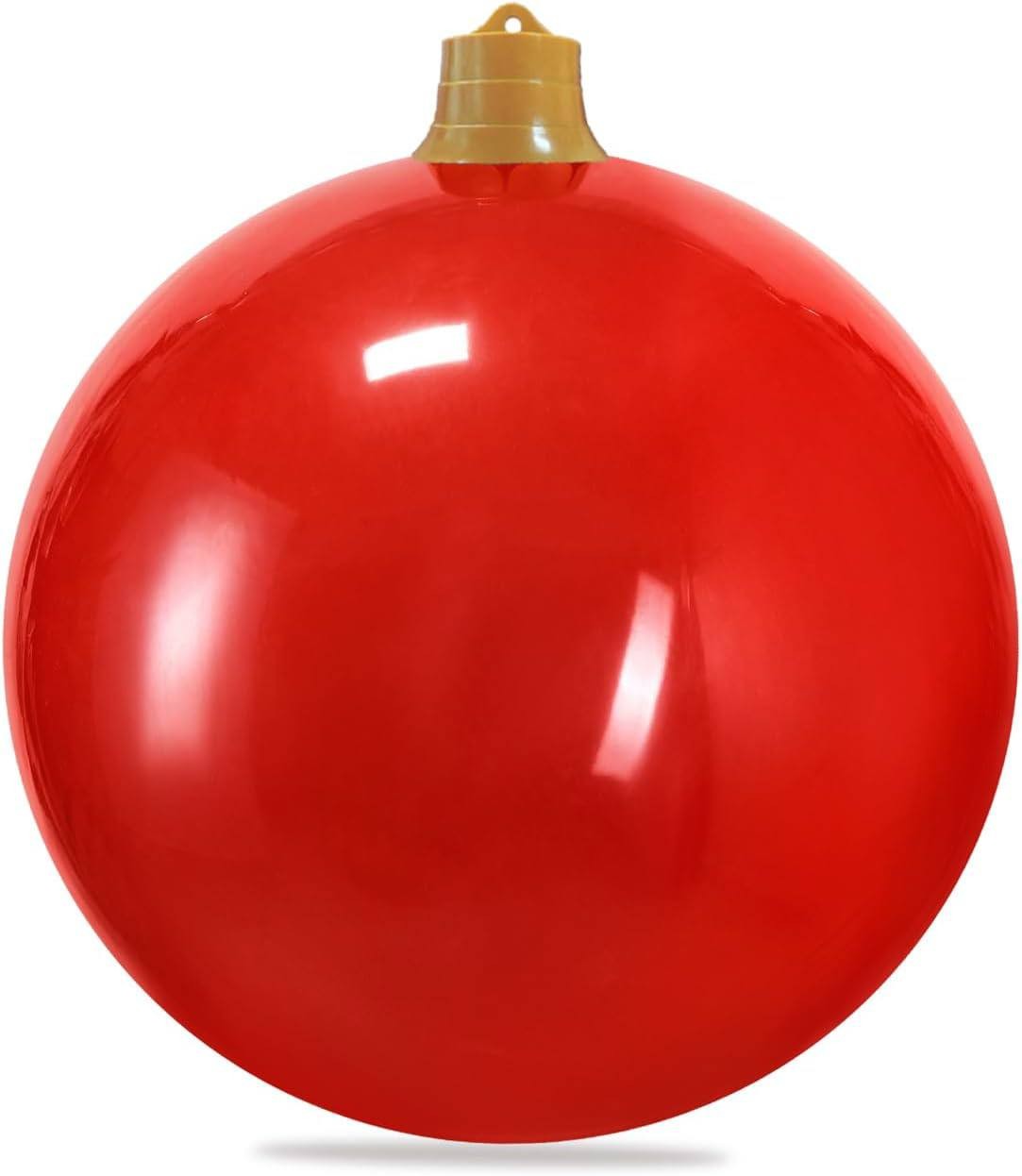 Inflatable Christmas Ornaments, 18" or 25" Oversized Outdoor Christmas Ball Ornaments, Holiday Yard Christmas Tree Decorations, Indoor and Outdoor Decoration Balls (18 inch, Red)