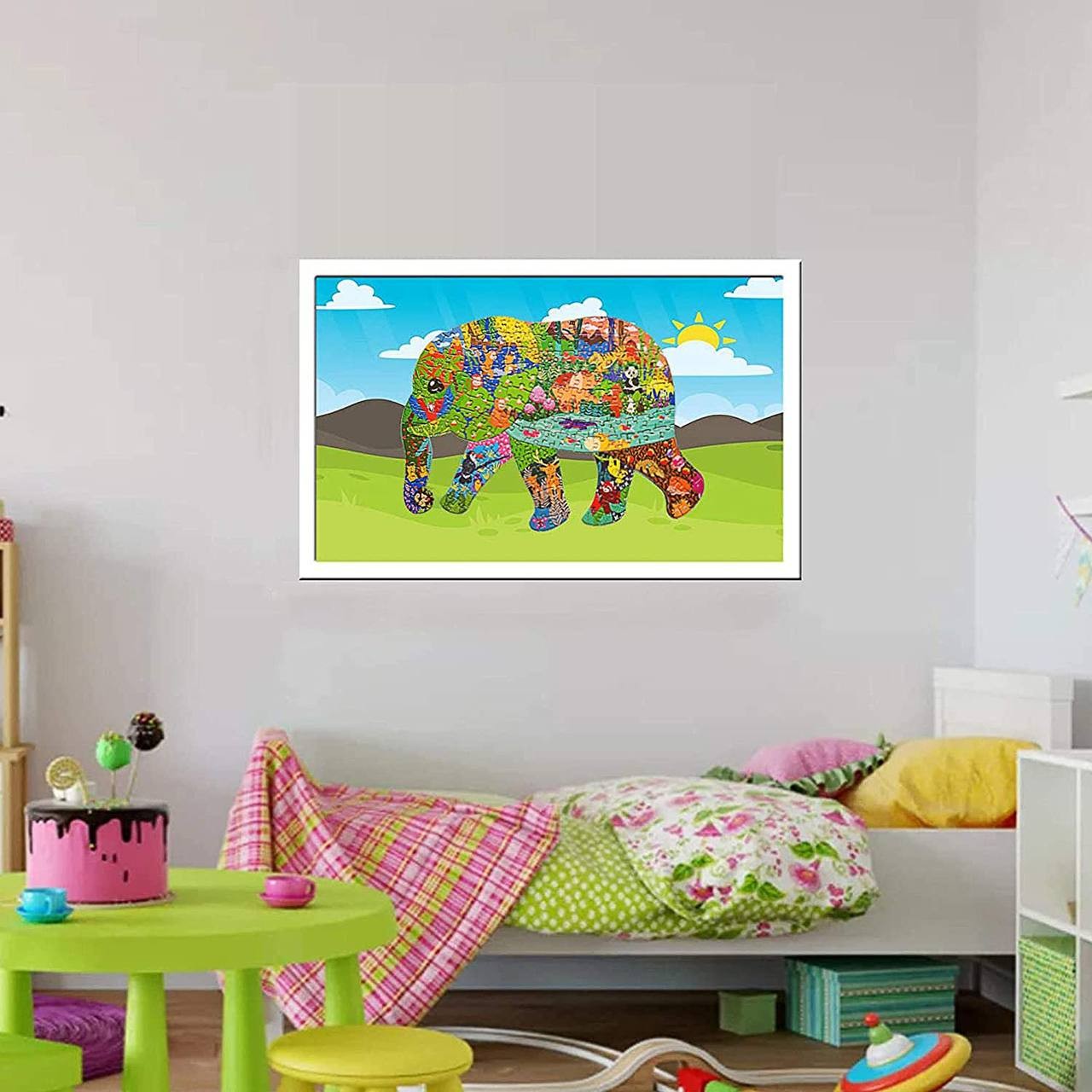 Deelife Puzzles for Kids Ages 4-8, 8-10 and Adults - Elephant - 200 Piece Shaped Puzzle Animal Shaped Jigsaw Puzzles Kids Educational Games Toys for Home Wall Floor Decoration (Elephant)