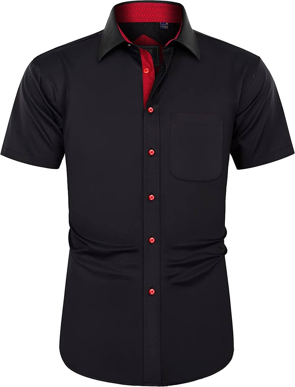 J.Ver Men's Short Sleeve Dress Shirts with Pocket Casual Button Down Shirts Wrinkle-Free Business Shirt