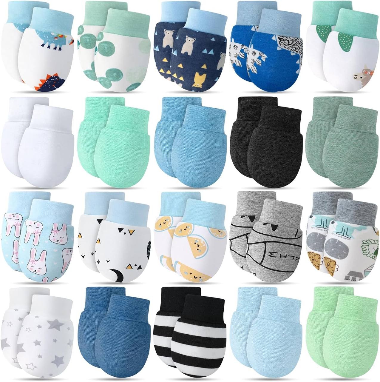 ONESING 6-20 Pairs Baby Mittens Baby Gloves No Scratch 0-6 Months Baby Essentials Mittens for Newborn Baby Boys Girls